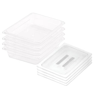 NNEAGS 65mm Clear Gastronorm GN Pan 1/2 Food Tray Storage Bundle of 4 with Lid