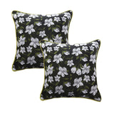 NNEAGS 2X 45cm Subtle Foliage Green Pillow Subtle Orchid Blossom Square Throw Pillow