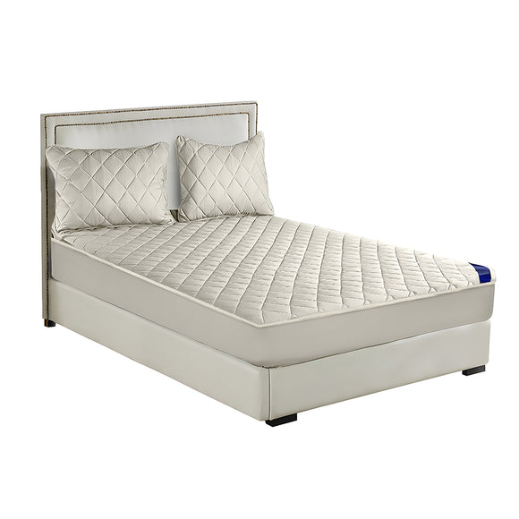 NNEAGS White 153cm Wide Cross-Hatch Mattress Cover Thick Quilted Stretchable Bed Spread Sheet Protector with Pillow Covers