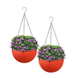 NNEAGS 2X Red Medium Hanging Resin Flower Pot Self Watering Basket Planter Outdoor Garden Decor