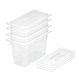 NNEAGS 200mm Clear Gastronorm GN Pan 1/3 Food Tray Storage Bundle of 4 with Lid
