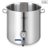 NNEAGS Stainless Steel 130L No Lid Brewery Pot With Beer Valve 55*55cm