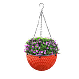 NNEAGS Red Small Hanging Resin Flower Pot Self Watering Basket Planter Outdoor Garden Decor