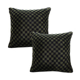 NNEAGS 2X 45cm Urban Light Luxury Pillow Dark Night Green Checkered Square Throw Pillow