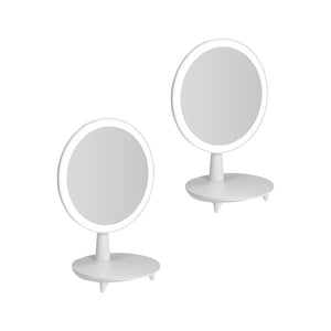 NNEAGS 2X Round White Rechargeable LED Light Makeup Mirror Tabletop Vanity Home Decor