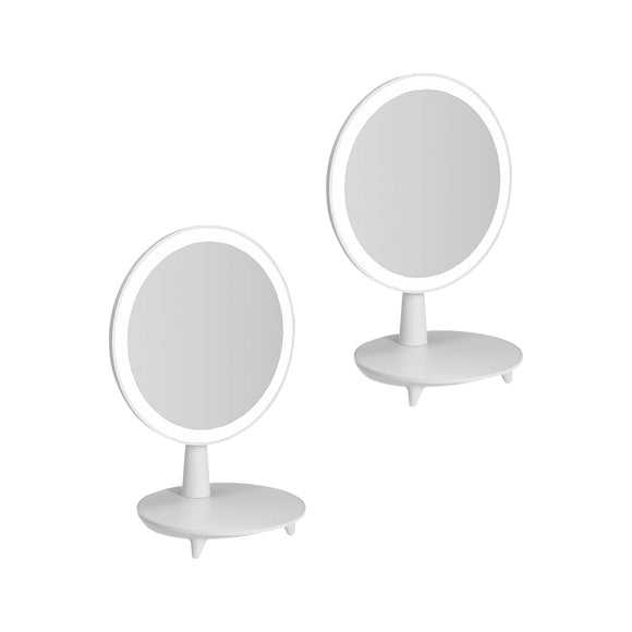 NNEAGS 2X Round White Rechargeable LED Light Makeup Mirror Tabletop Vanity Home Decor