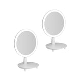 NNEAGS 2X Round White Rechargeable LED Light Makeup Mirror Tabletop Vanity Home Decor