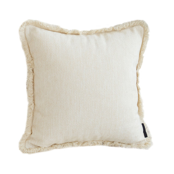 NNEAGS 45cm Creamy White Home Aesthetic Chenille Texture Tassel Square Throw pillow