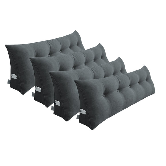 NNEAGS 4X 150cm Dark Grey Triangular Wedge Bed Pillow Headboard Backrest Bedside Tatami Cushion Home Decor