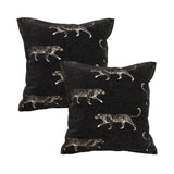 NNEAGS 2X 45cm Light Luxury Vintage Leopard Print Square Black Throw Pillow