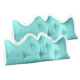NNEAGS 2X 180cm Light Blue Princess Bed Pillow Headboard Backrest Bedside Tatami Sofa Cushion with Ruffle Lace Home Decor