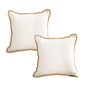 NNEAGS 2X 45cm Warm Wood Tone & Apricot Shell Edged Square Throw Pillow