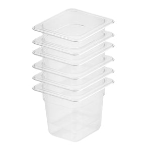 NNEAGS 150mm Clear Gastronorm GN Pan 1/6 Food Tray Storage Bundle of 6