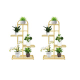 NNEAGS 2X 4 Tier 5 Pots Gold Metal Plant Stand Flowerpot Display Shelf Rack Indoor Home Office Decor