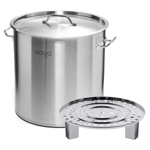 NNEAGS 50L Stainless Steel Stock Pot with One Steamer Rack Insert Stockpot Tray