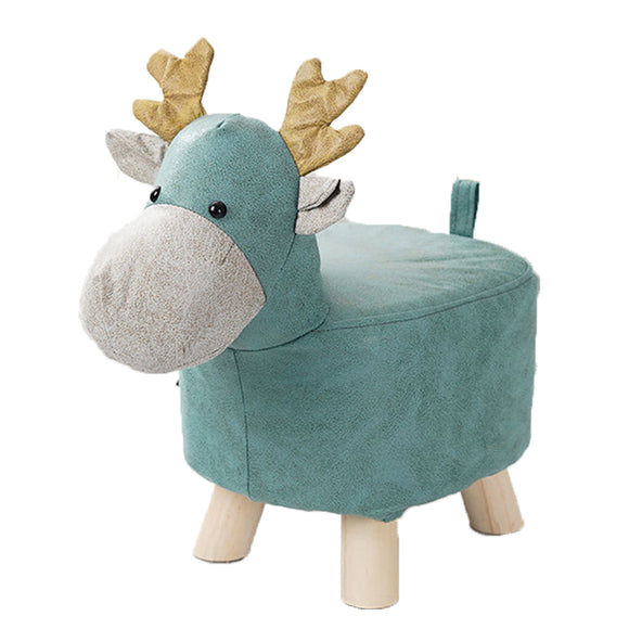 NNEAGS Green Children Bench Deer Character Round Ottoman Stool Soft Small Comfy Seat Home Decor