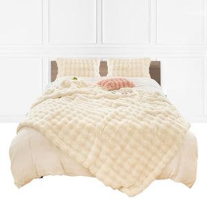 NNEAGS 200cm Creamy White Fur Fuzzy Super Soft and Cozy Fluffy Throw Blanket