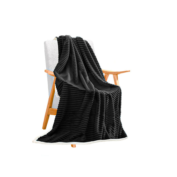 NNEAGS Black Throw Blanket Warm Cozy Double Sided Thick Flannel Coverlet Fleece Bed Sofa Comforter