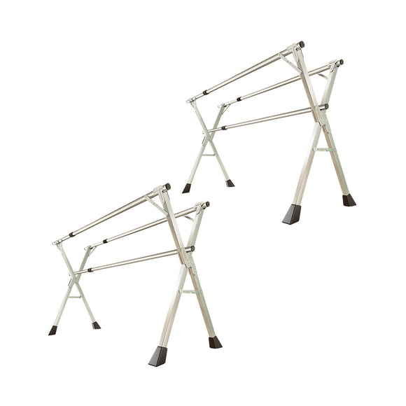 NNEAGS 2X 2.4m Portable Standing Clothes Drying Rack Foldable Space-Saving Laundry Holder 3 Poles