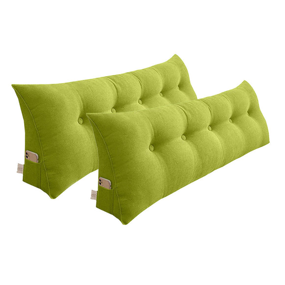 NNEAGS 2X 180cm Green Triangular Wedge Bed Pillow Headboard Backrest Bedside Tatami Cushion Home Decor