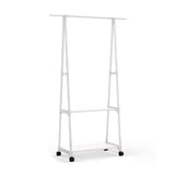 NNEAGS 2-in-1 Organiser Clothes Shoe Rack Space-Saving Triangular Storage with Wheels White