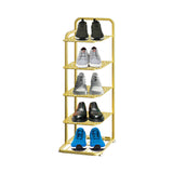 NNEAGS 5 Tier Gold Plated Metal Shoe Organizer Space Saving Portable Footwear Storage Shelf