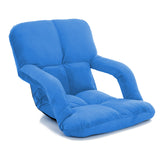 NNEAGS Foldable Lounge Cushion Adjustable Floor Lazy Recliner Chair with Armrest Blue