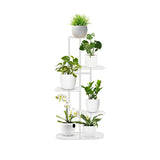 NNEAGS 5 Tier 6 Pots White Metal Plant Rack Flowerpot Storage Display Stand Holder Home Garden Decor