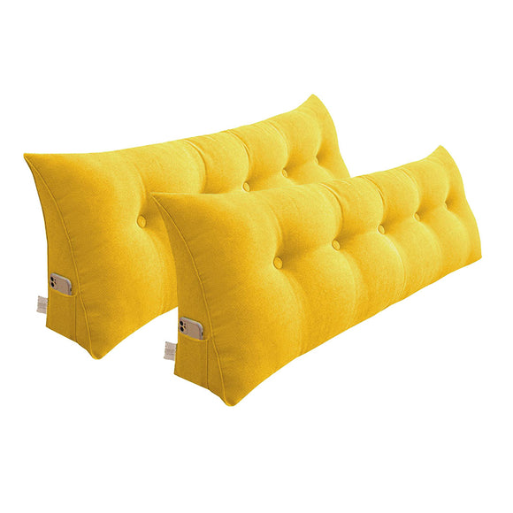 NNEAGS 2X 180cm Yellow Triangular Wedge Bed Pillow Headboard Backrest Bedside Tatami Cushion Home Decor