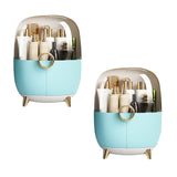 NNEAGS 2X Blue Transparent Countertop Makeup Organiser Cosmetic Storage Waterproof Dustproof Bathroom Skincare Holder with Lid