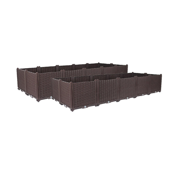 NNEAGS 2X 200cm Raised Planter Box Vegetable Herb Flower Outdoor Plastic Plants Garden Bed Deepen