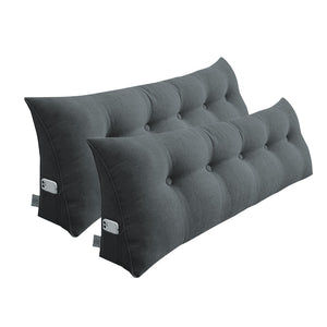 NNEAGS 2X 180cm Dark Grey Triangular Wedge Bed Pillow Headboard Backrest Bedside Tatami Cushion Home Decor