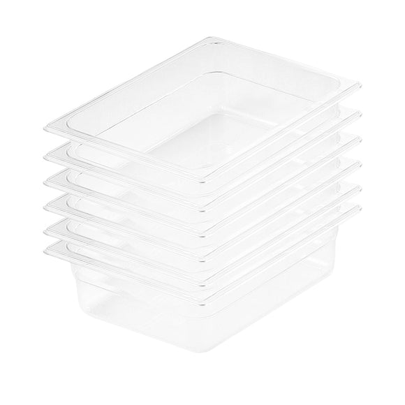 NNEAGS 150mm Clear Gastronorm GN Pan 1/2 Food Tray Storage Bundle of 6
