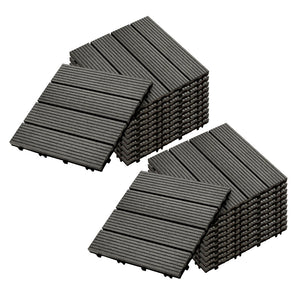 NNEAGS 2X 11 pcs Grey DIY Wooden Composite Decking Tiles Garden Outdoor Backyard Flooring Home Decor