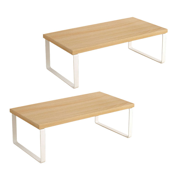 NNEAGS 2X 40cm Wood Computer Monitor Elevated Stand Desktop Support Station Rack
