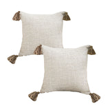 NNEAGS 2X 50cm Beige Pillow Textured Throw Cover, Luxurious Rib Knit Ribbed Cotton Throw Pillow