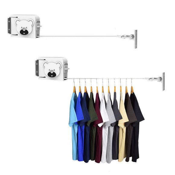 NNEAGS 2X 160mm Wall-Mounted Clothes Line Dry Rack Retractable Space-Saving Foldable Hanger White