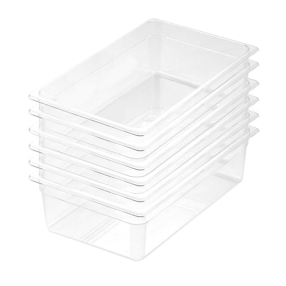 NNEAGS 150mm Clear Gastronorm GN Pan 1/1 Food Tray Storage Bundle of 6
