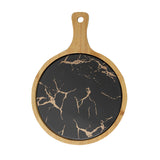 NNEAGS 30cm Black Circle Wooden Serving Tray Slate Steak Serving Platter Chopping Board Paddle Home Decor
