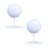 NNEAGS 2X 26cm White Round Smart LED Makeup Bedroom Table Vanity Mirror Tricolor Adjustable Light