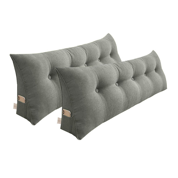 NNEAGS 2X 180cm Grey Triangular Wedge Bed Pillow Headboard Backrest Bedside Tatami Cushion Home Decor