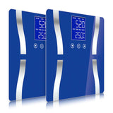 NNEAGS 2X Glass LCD Digital Body Fat Scale Bathroom Electronic Gym Water Weighing Scales Blue