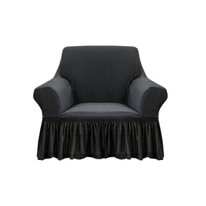 NNEAGS 1-Seater Dark Grey Sofa Cover with Ruffled Skirt Couch Protector High Stretch Lounge Slipcover Home Decor