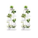 NNEAGS 2X 5 Tier 6 Pots White Metal Plant Rack Flowerpot Storage Display Stand Holder Home Garden Decor