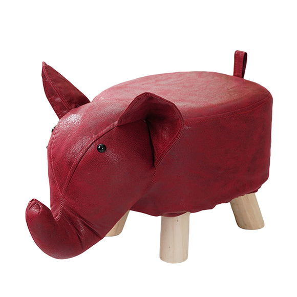 NNEAGS Red Children Bench Elephant Character Round Ottoman Stool Soft Small Comfy Seat Home Decor