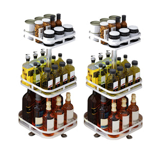 NNEAGS 2X 3 Tier Steel White Square Rotating Multi-Function Kitchen Portable Storage Spice Seasoning Kitchen Countertop Organiser Shelf