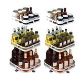 NNEAGS 2X 3 Tier Steel White Square Rotating Multi-Function Kitchen Portable Storage Spice Seasoning Kitchen Countertop Organiser Shelf