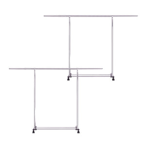 NNEAGS 2X  240cm Stainless Steel Floor-Standing Clothes Rack - Durable and Space-Saving Laundry Organizer