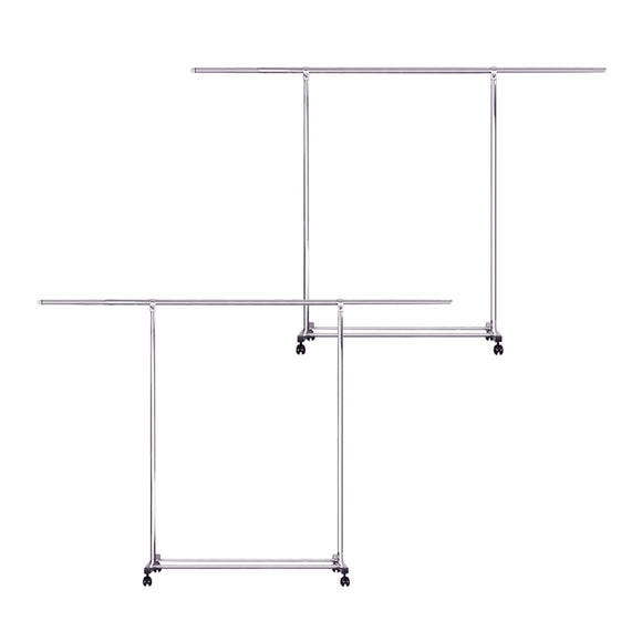 NNEAGS 2X  240cm Stainless Steel Floor-Standing Clothes Rack - Durable and Space-Saving Laundry Organizer