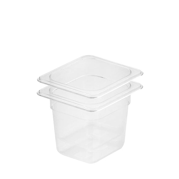 NNEAGS 150mm Clear Gastronorm GN Pan 1/6 Food Tray Storage Bundle of 2